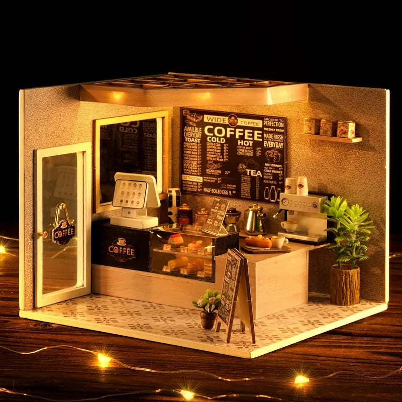 DIY Miniature House | Leisurely Coffee Shop Dollhouse Kit-CraftoyX