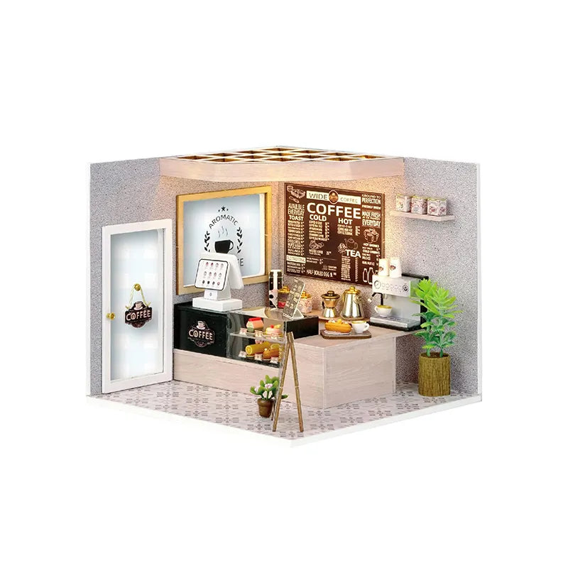 DIY Miniature House | Leisurely Coffee Shop Dollhouse Kit-CraftoyX