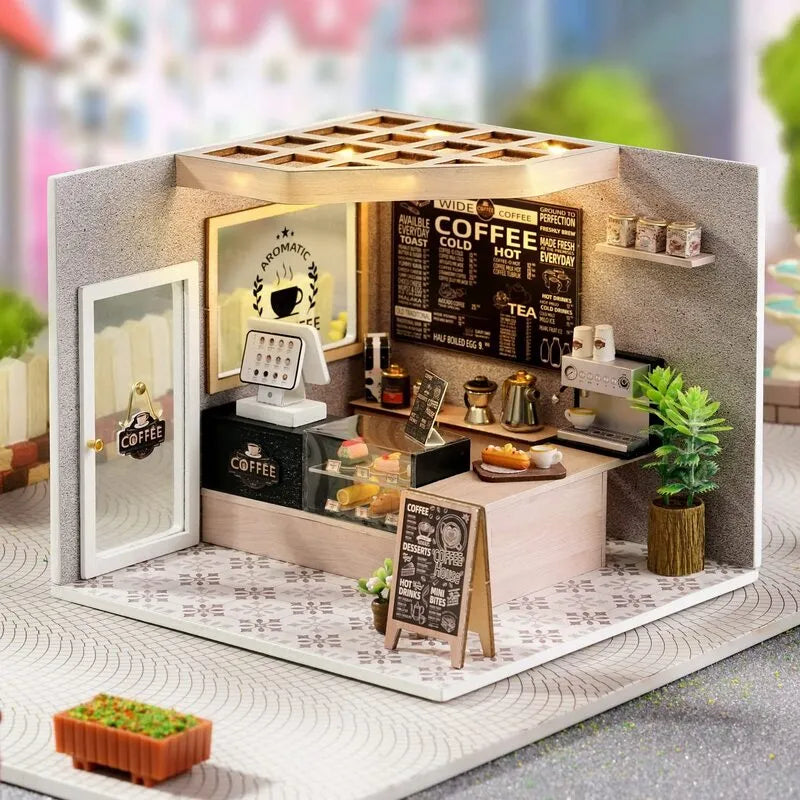 DIY Miniature House | Leisurely Coffee Shop Dollhouse Kit-CraftoyX