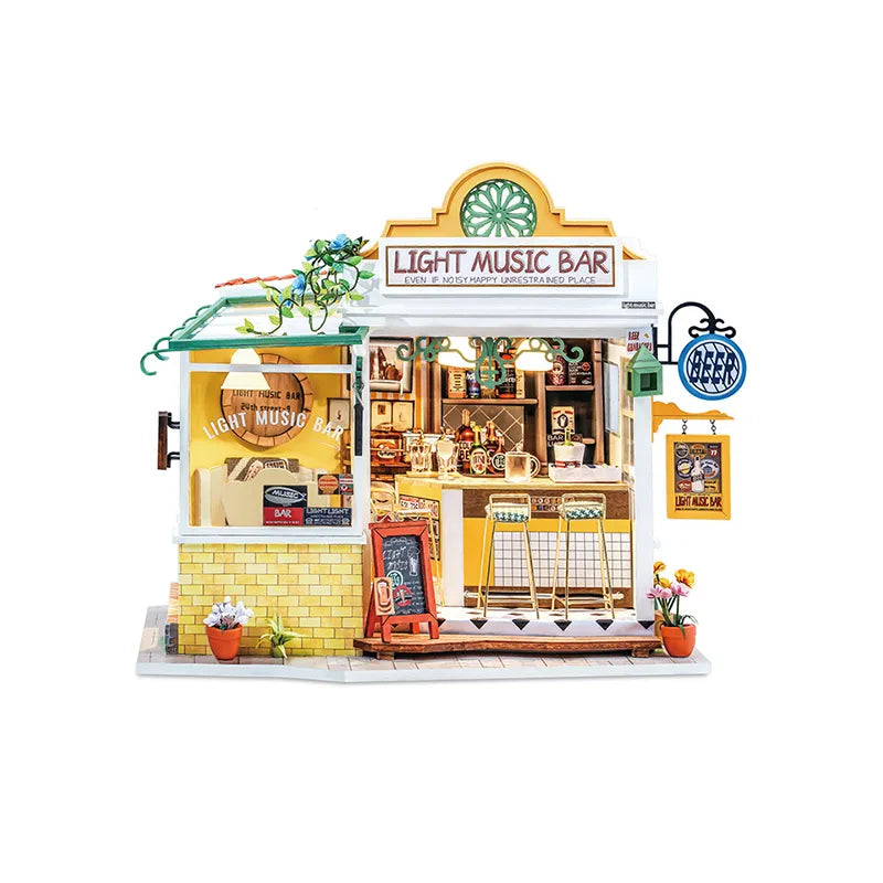 DIY Miniature House | Light Music Bar Dollhouse Kit - CraftoyX