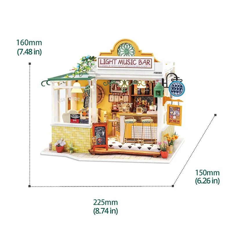 DIY Miniature House | Light Music Bar Dollhouse Kit - CraftoyX