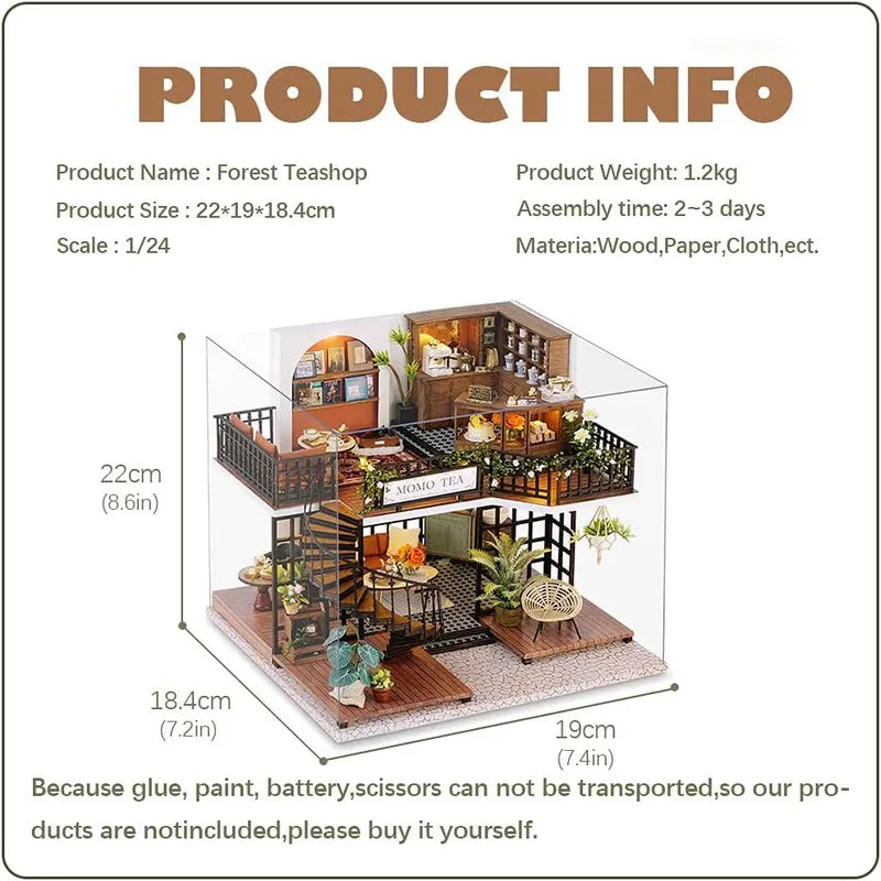 DIY Miniature House | Momo Tea Dollhouse Kit - CraftoyX