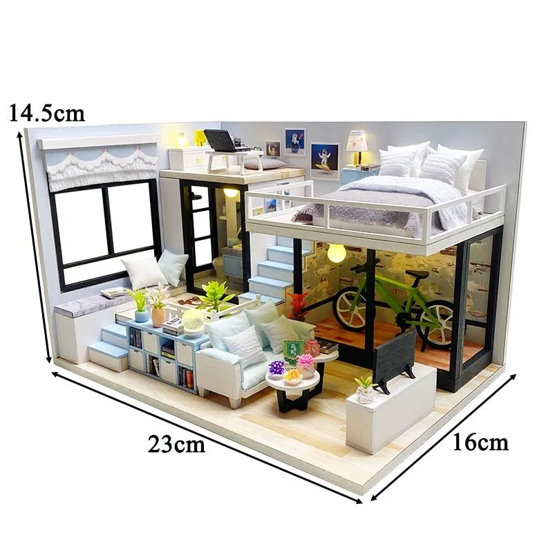 DIY Miniature House | My Room-Blue Dollhouse Kit - CraftoyX