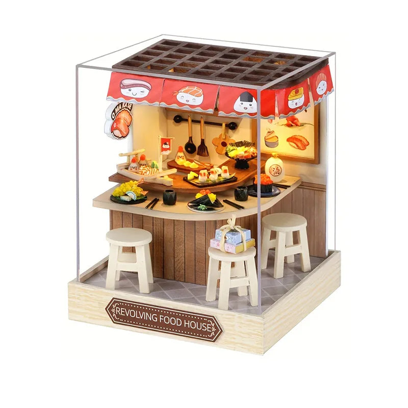 DIY Miniature House | Revolving Food House Dollhouse Kit-CraftoyX