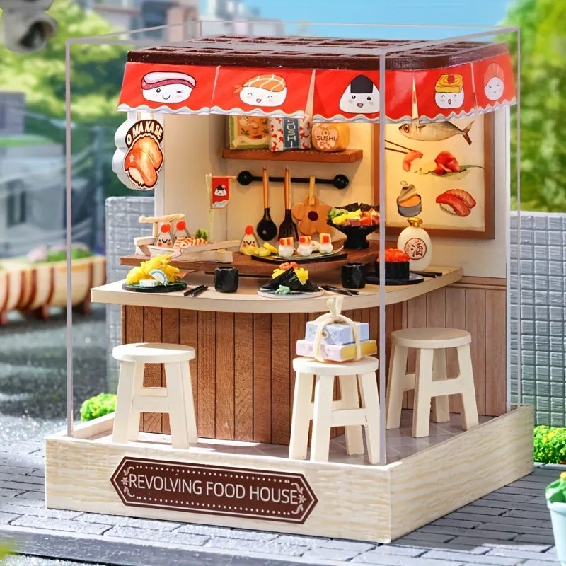 DIY Miniature House | Revolving Food House Dollhouse Kit-CraftoyX