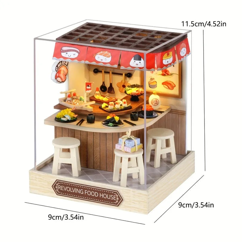 DIY Miniature House | Revolving Food House Dollhouse Kit-CraftoyX