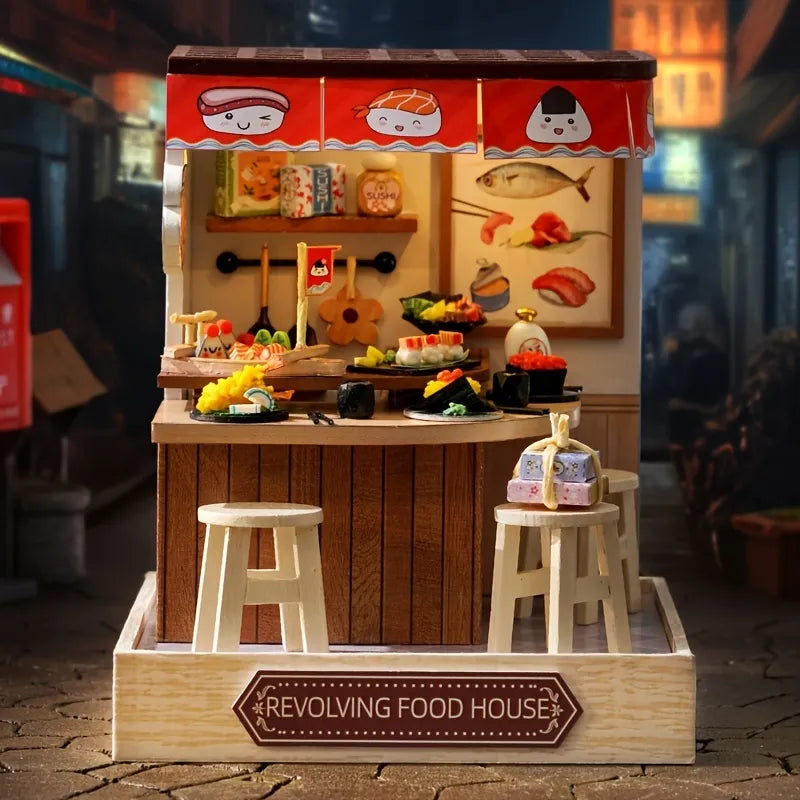 DIY Miniature House | Revolving Food House Dollhouse Kit-CraftoyX