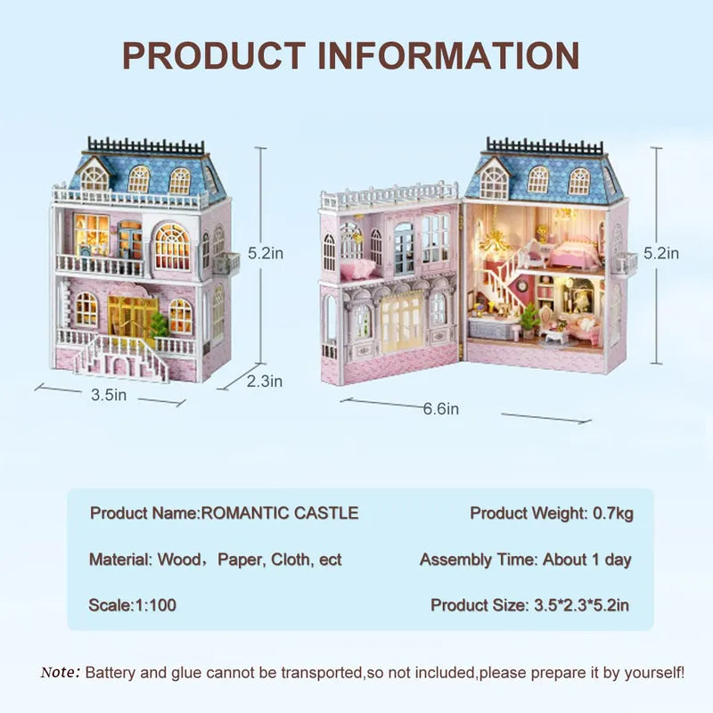 DIY Miniature House | Romantic Castle Dollhouse Kit - CraftoyX