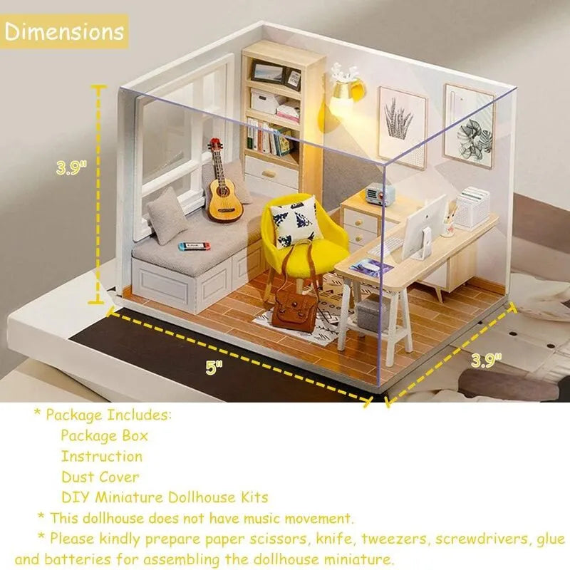 DIY Miniature House | Sunshine Study Dollhouse Kit-CraftoyX