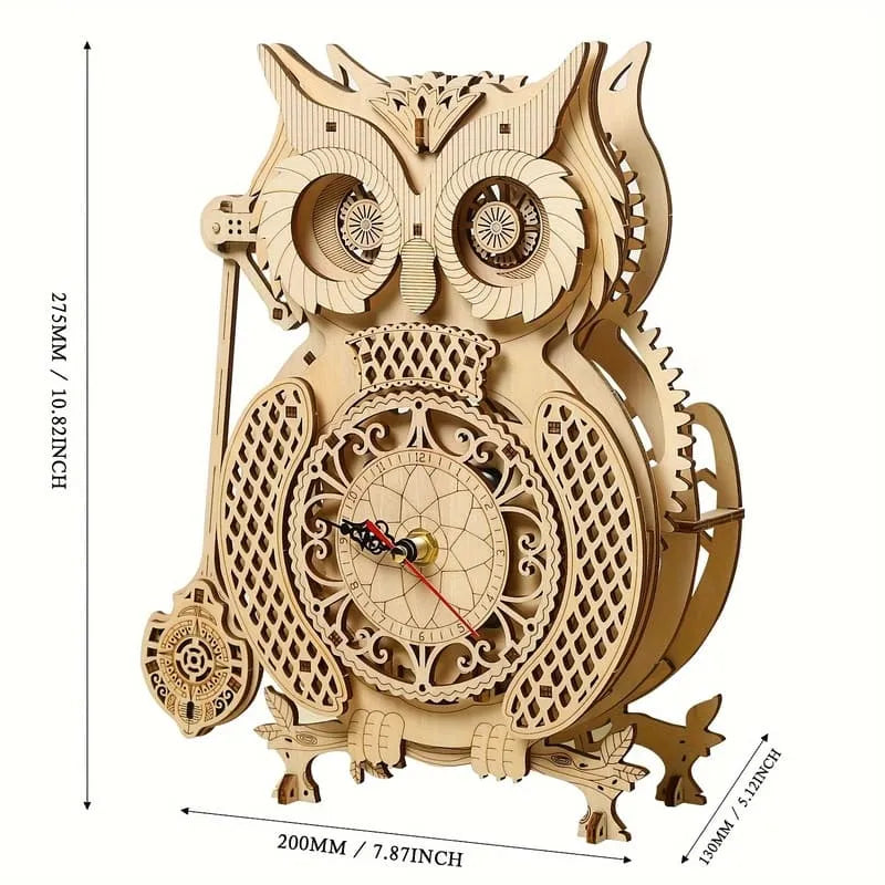 by craftoyx functional owl clock model kit size