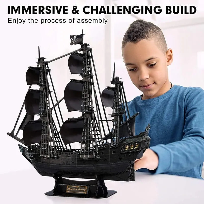 3D Puzzle | Black Pirate Ship - Third Generation Upgrade - CraftoyX