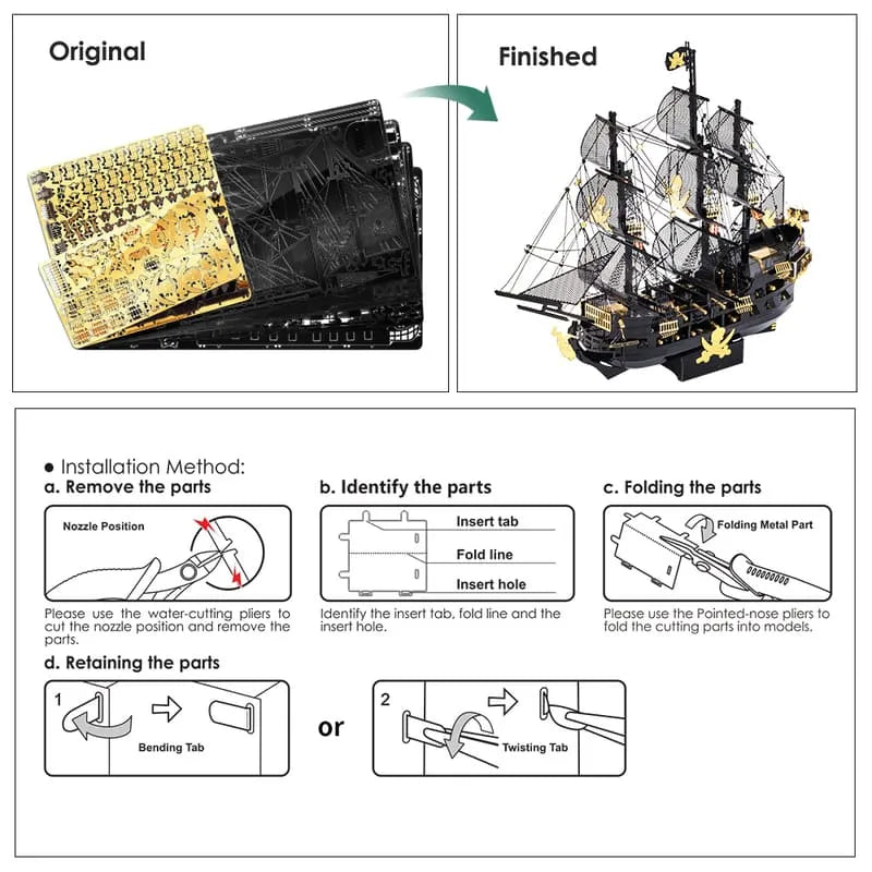 by craftoyx pirate ship metal puzzle instruction detail