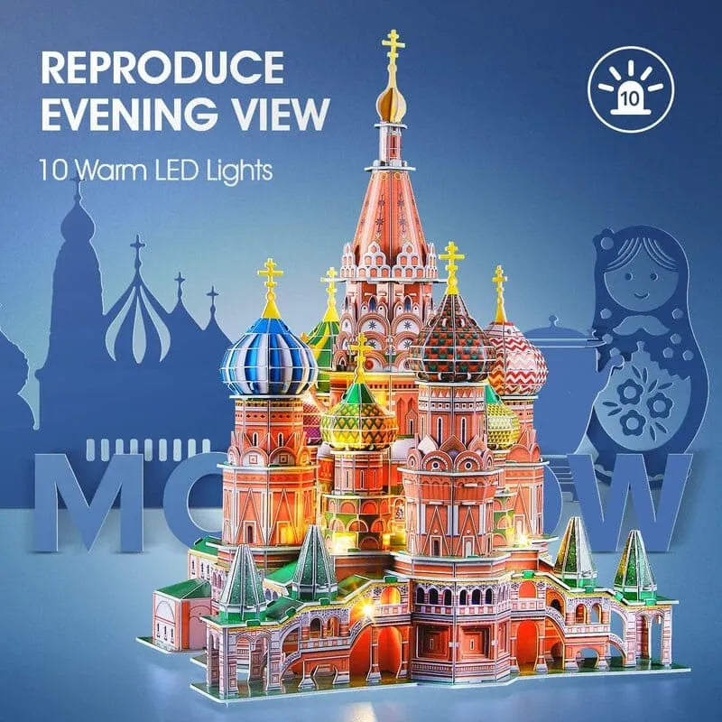 3D Puzzles | St. Basil's Cathedral with LED Lights - CraftoyX