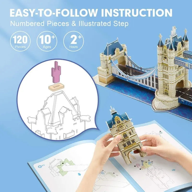 Puzzle 3D | London Tower Bridge - Educational Model Kit - CraftoyX