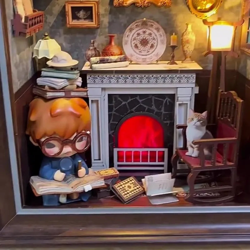 Close-up of the DIY 3D Photo Frame Kit – Fireplace House | Miniature Diorama with rich detailing