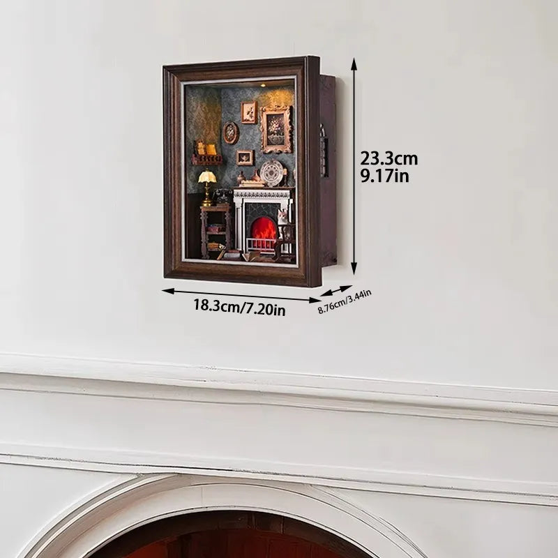 DIY 3D Photo Frame Kit – Fireplace House | Miniature Diorama with detailed dimensions