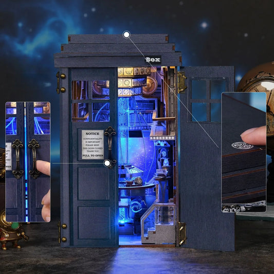 Miniature House Kit - Mysterious Blue Box overall view with detailed scenery
