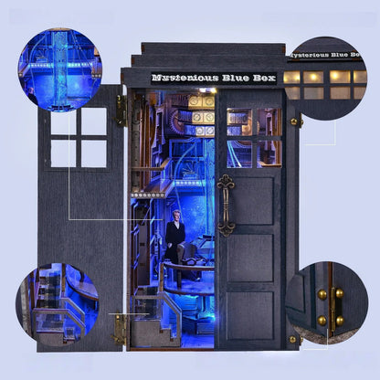 Close-up of the Miniature House Kit - Mysterious Blue Box with rich detailing