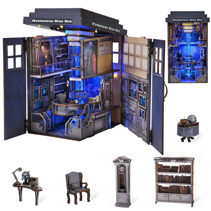 Components of the Miniature House Kit - Mysterious Blue Box