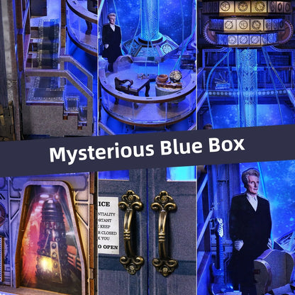 Close-up view of a decorative element in the Miniature House Kit - Mysterious Blue Box with fine details