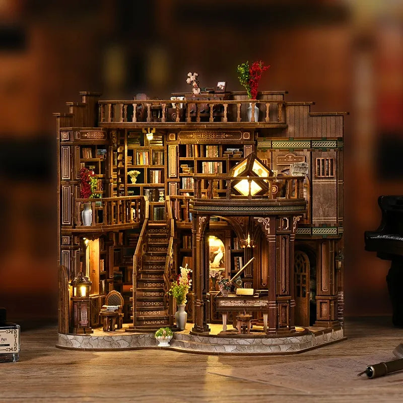 Miniature House Kit - Qimeng Bookstore overall view with detailed scenery