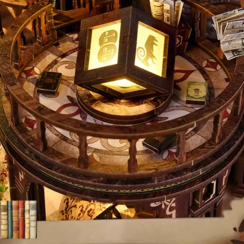 Close-up of the Miniature House Kit - Qimeng Bookstore with rich detailing