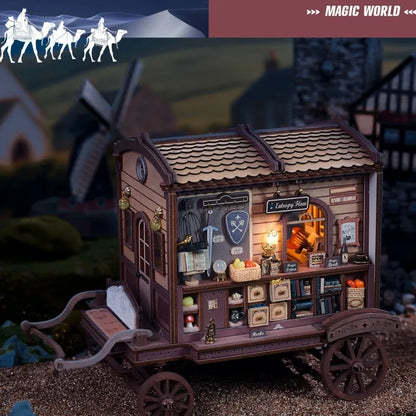 Top view of the Miniature House Kit - Entropy's Flow with detailed patterns and lighting