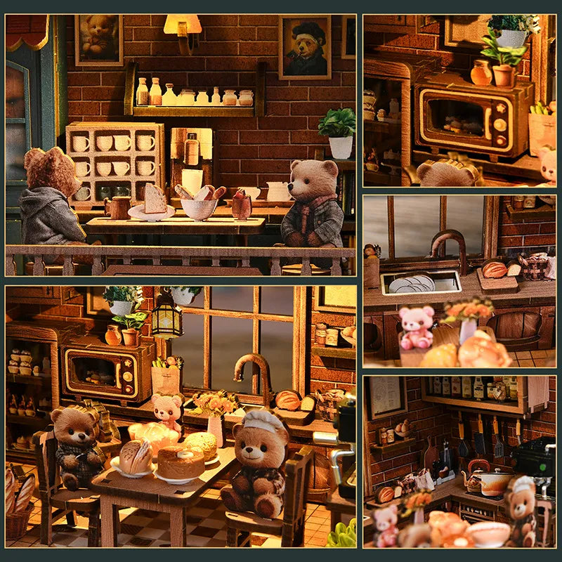 Close-up view of a decorative element in the Miniature House Kit - Bear Restaurant with fine details