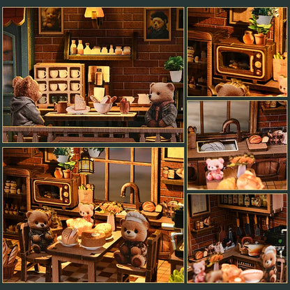Close-up view of a decorative element in the Miniature House Kit - Bear Restaurant with fine details