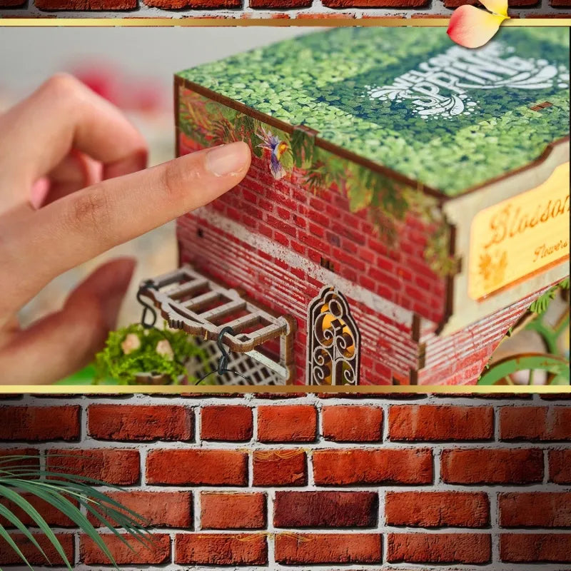 Close-up of the Miniature House - Blossomary Atelier with rich detailing
