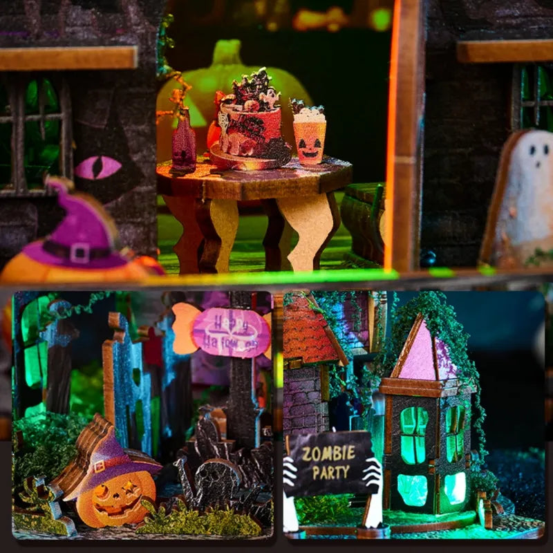 Close-up view of a decorative element in the Miniature House Kit - Halloween Night with fine details