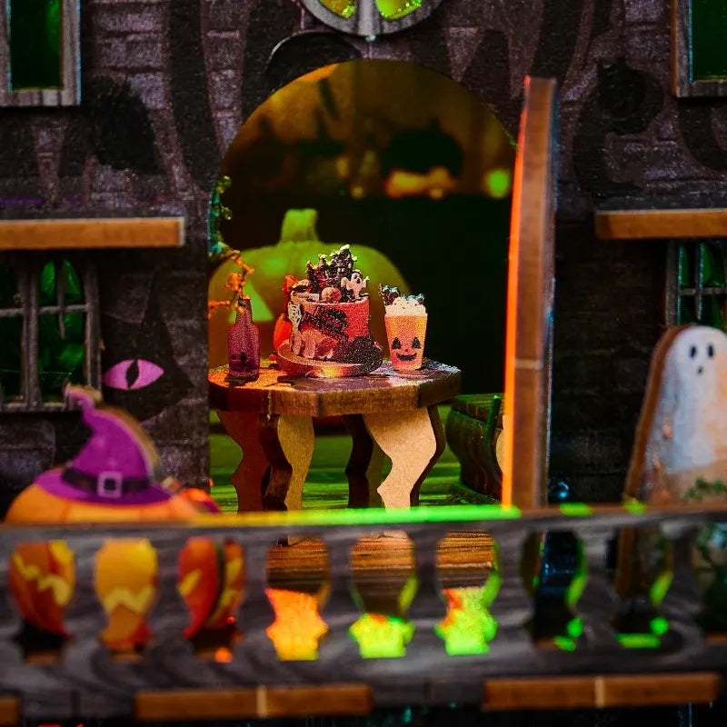 Close-up of the Miniature House Kit - Halloween Night with rich detailing