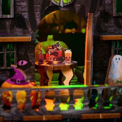 Close-up of the Miniature House Kit - Halloween Night with rich detailing