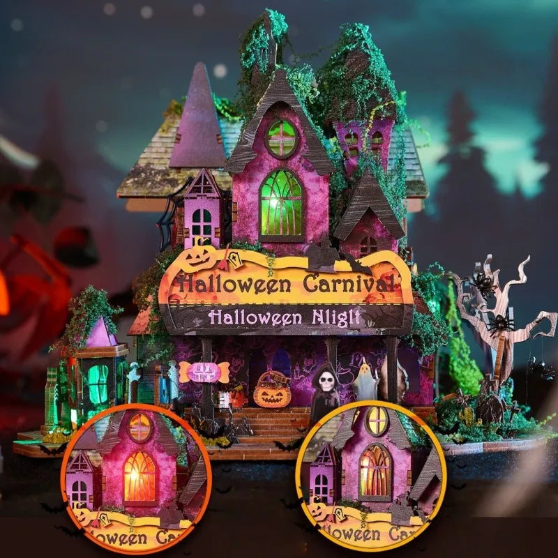 Miniature House Kit - Halloween Night with illuminated function
