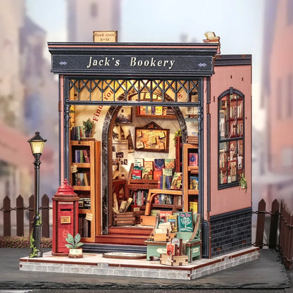 Side view of the Miniature House Kit - Jack's Bookery with clearly visible elements