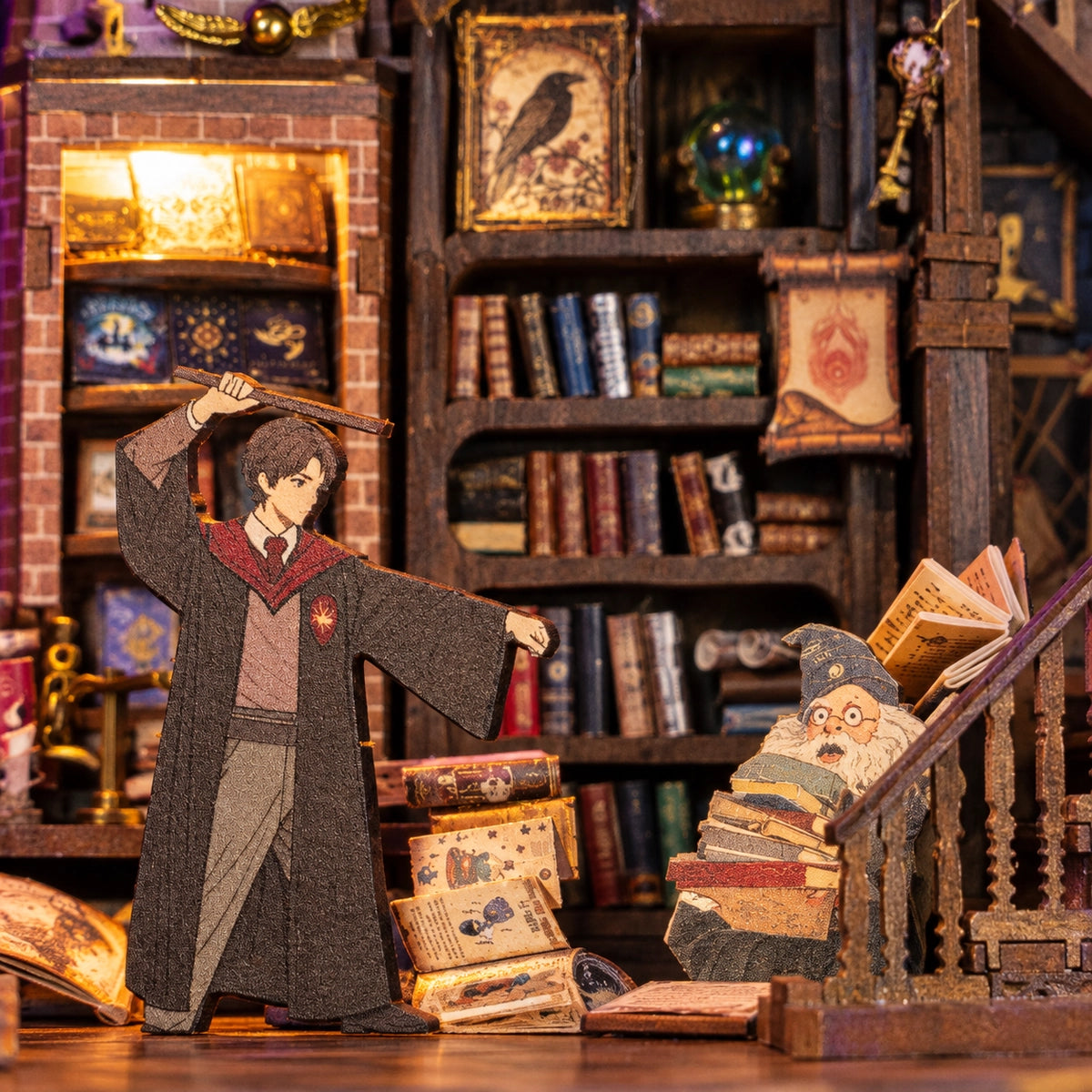 3D Shadow Box Diorama - Magic Library