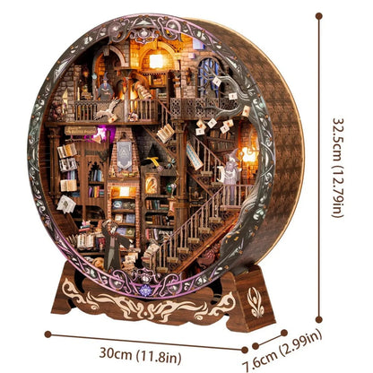 Round Diorama - Magic Library mit detaillierten Abmessungen