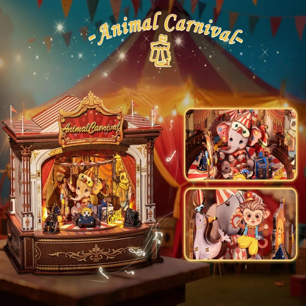 Wooden Music Box - Animal Carnival - CraftoyX